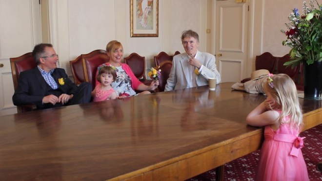 In the ante-room, Maddy tells everyone what to expect