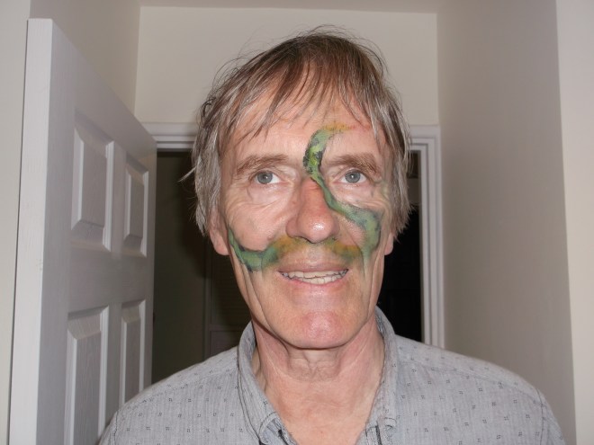 It's been a long  party. Up which nostril has Kaa disappeared to rest?