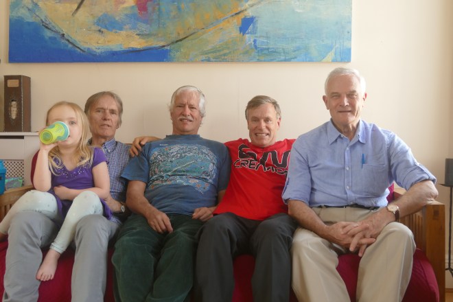 All together for the first time since January 1984! Bart and Maddy, Ames ('Nyani'), Lindsay ('Mpumbafu'), Patrick ('Mzee Mbuzi') - the four brothers ('ndugus')